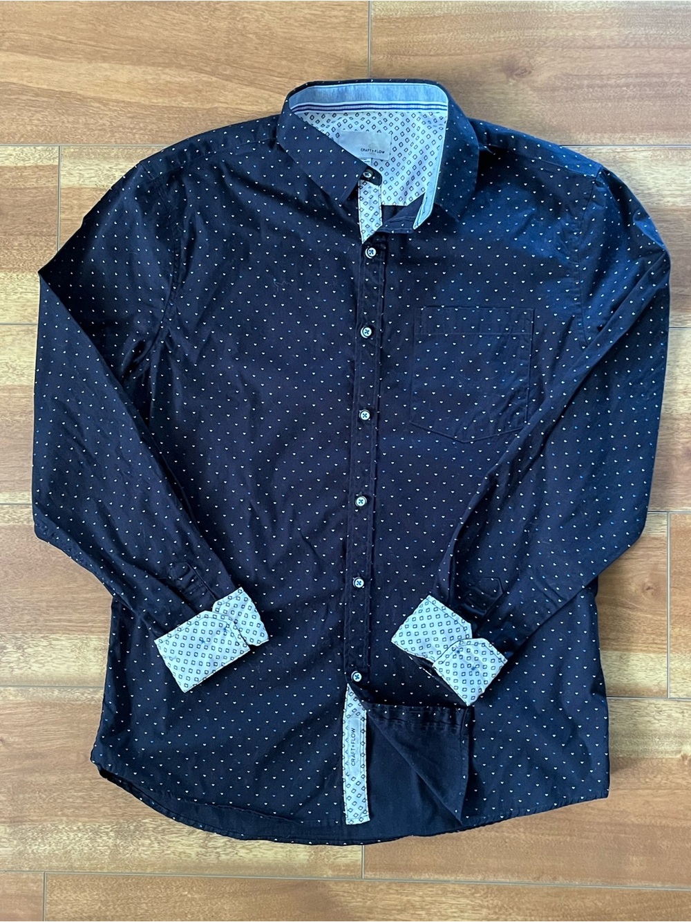 Men's Navy Multi Print/Color Arrow Printed Button Down Shirt